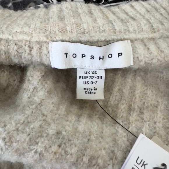 Topshop Oatmeal V-neckline knit Sweater relax tunic size XS lagenlook soft cozy - Picture 5 of 16